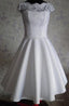 Bateau Knee-Length Cap Sleeves Open Back White Homecoming Dresses