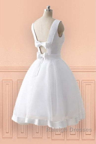 Beach Open Bow Back Knee Length Simple Wedding Dress Secondary image