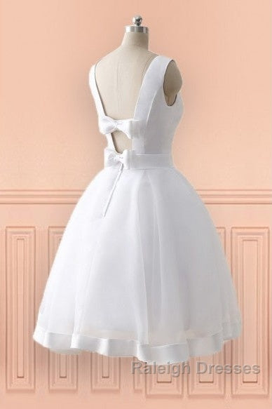 Beach Open Bow Back Knee Length Simple Wedding Dresses Secondary image