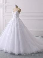 Lace Applique Ball Gowns Vestido Wedding Dresses Spaghetti Straps