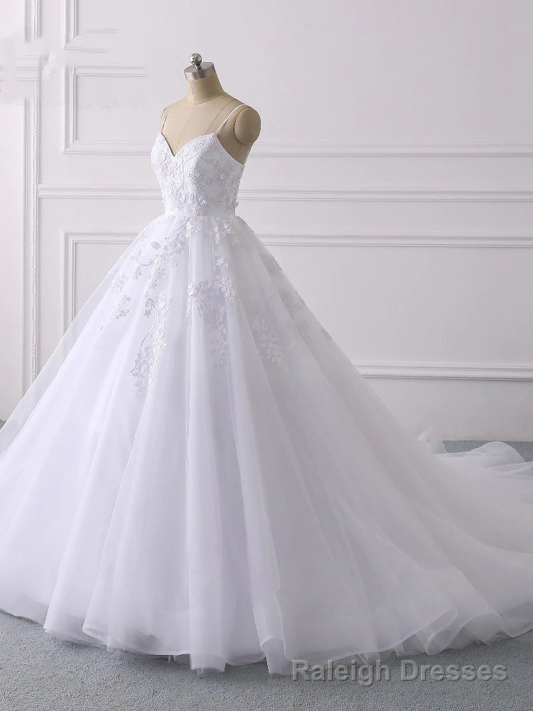 Lace Applique Ball Gowns Vestido Wedding Dresses Spaghetti Straps