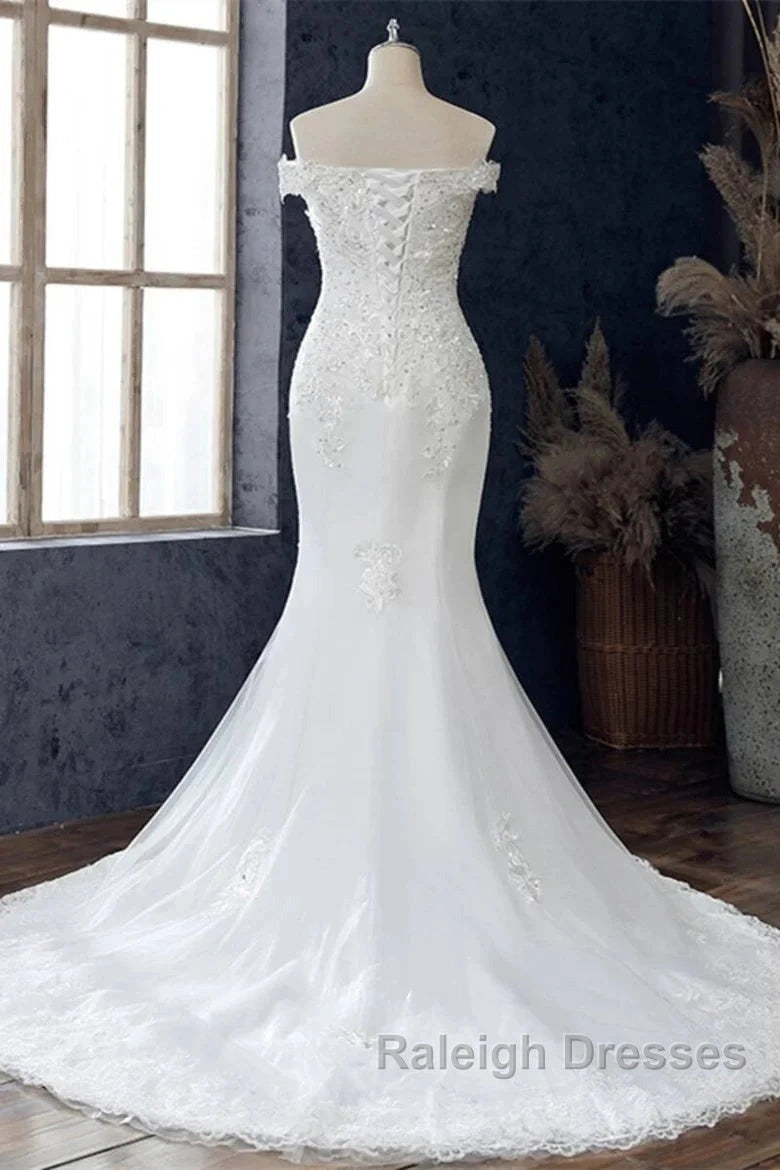 Beaded Embroidered Off-The-Shoulder Wedding Dresses