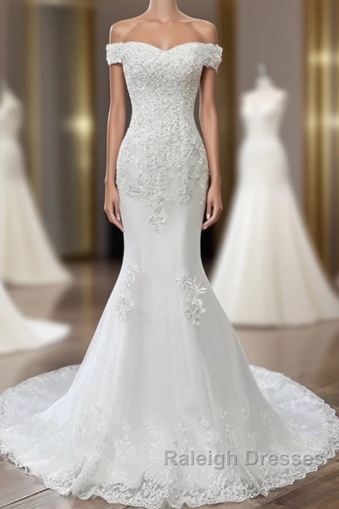 Beaded Embroidered Off-The-Shoulder Wedding Dress Main image
