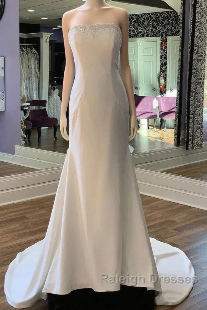 Beaded Strapless Mermaid Long Bridal Gown