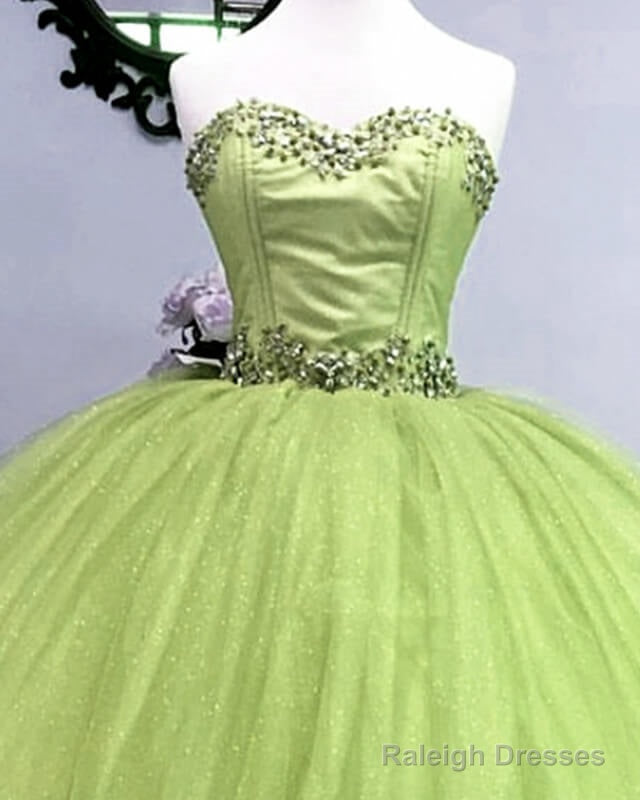 Beaded Strapless Sage Tulle Ball Gown Dress Secondary image