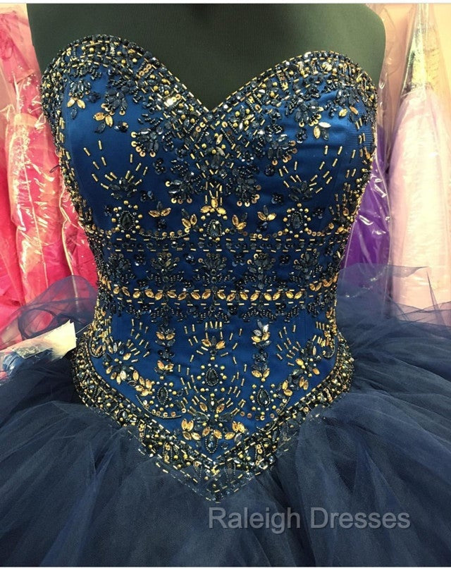 Beaded Sweetheart Organza Ruffle Snavy Blue Quinceanera Dresses Ball Gowns Secondary image