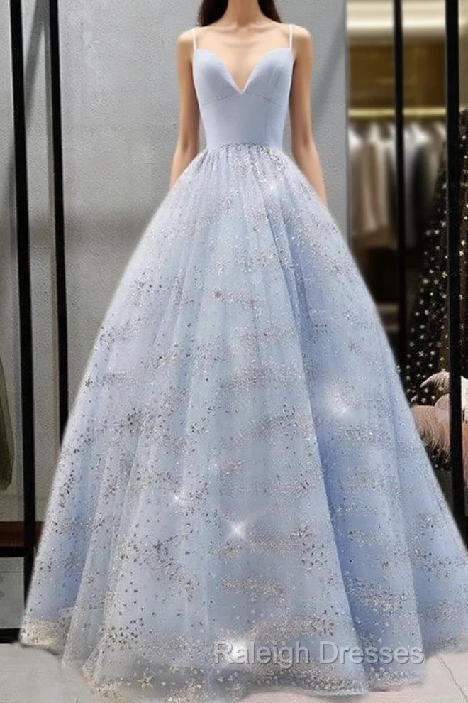 Beaded Tulle Prom Dresses Ball Gown Plunge Neck Main image