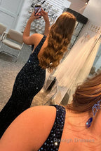 Beading Deep V Neck Mermaid Prom Dress