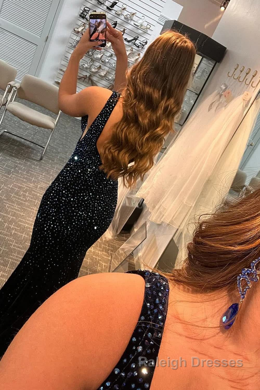 Beading Deep V Neck Mermaid Prom Dress
