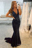 Beading Deep V Neck Mermaid Prom Dress