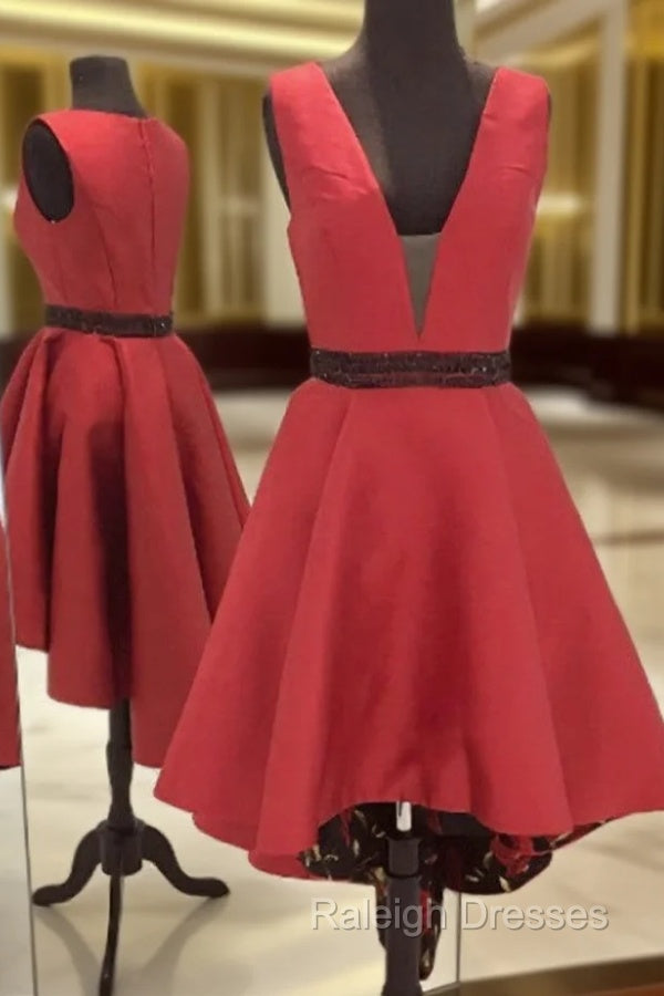 Beading Homecoming Dress Outlet A-line Sleeveless V-Neck Asymmetrical Beading Zipper Dresses