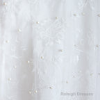 Beading Pearls Lace Floor Length Straps V-Back Backless White A-Line Wedding Dresses
