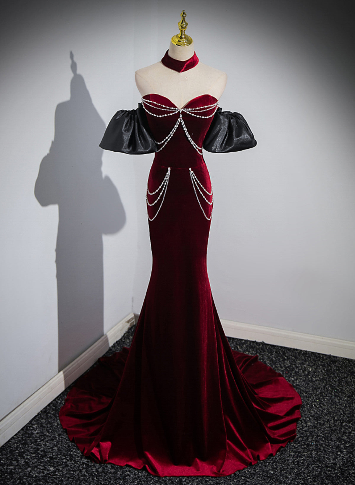 Beauiful Wine Red Off Shoulder Mermaid Long Prom Dresses Wine Red Prom Dresses Main image