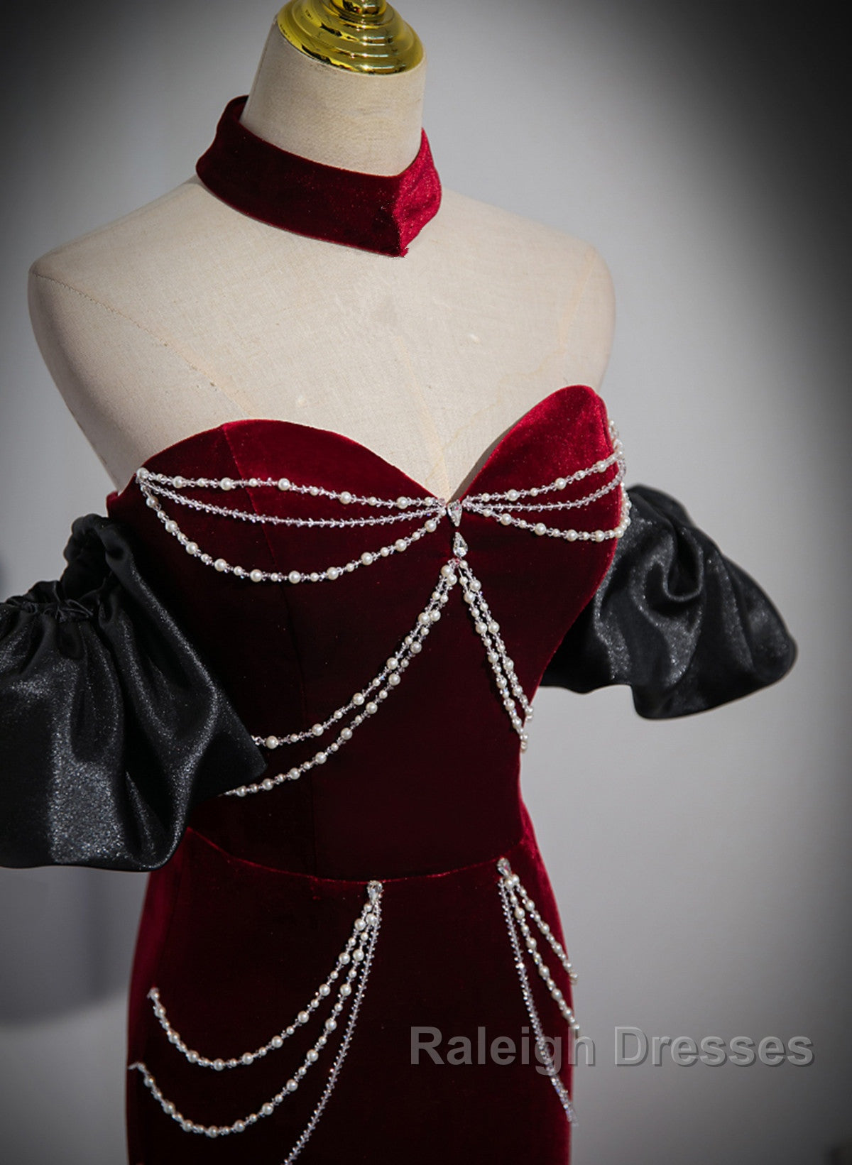 Beauiful Wine Red Off Shoulder Mermaid Long Prom Dresses Wine Red Prom Dresses Secondary image