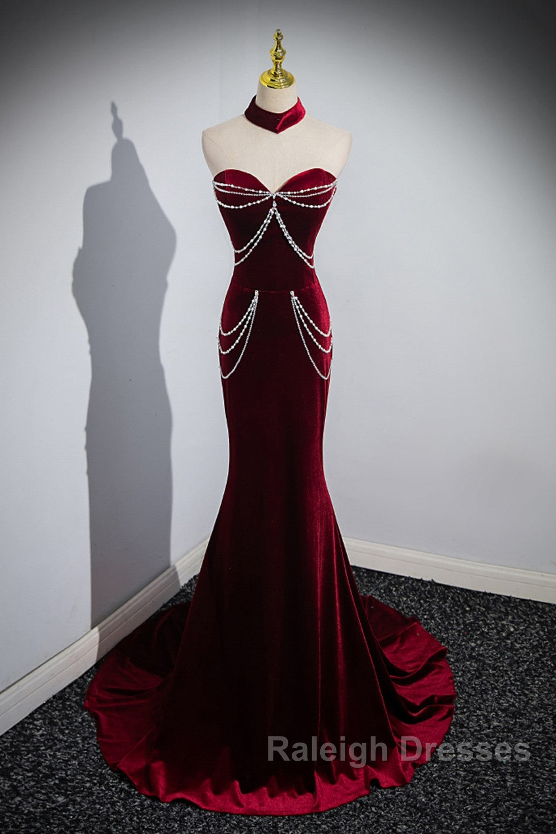 Beauiful Wine Red Off Shoulder Mermaid Long Prom Dress, Wine Red Party Dress