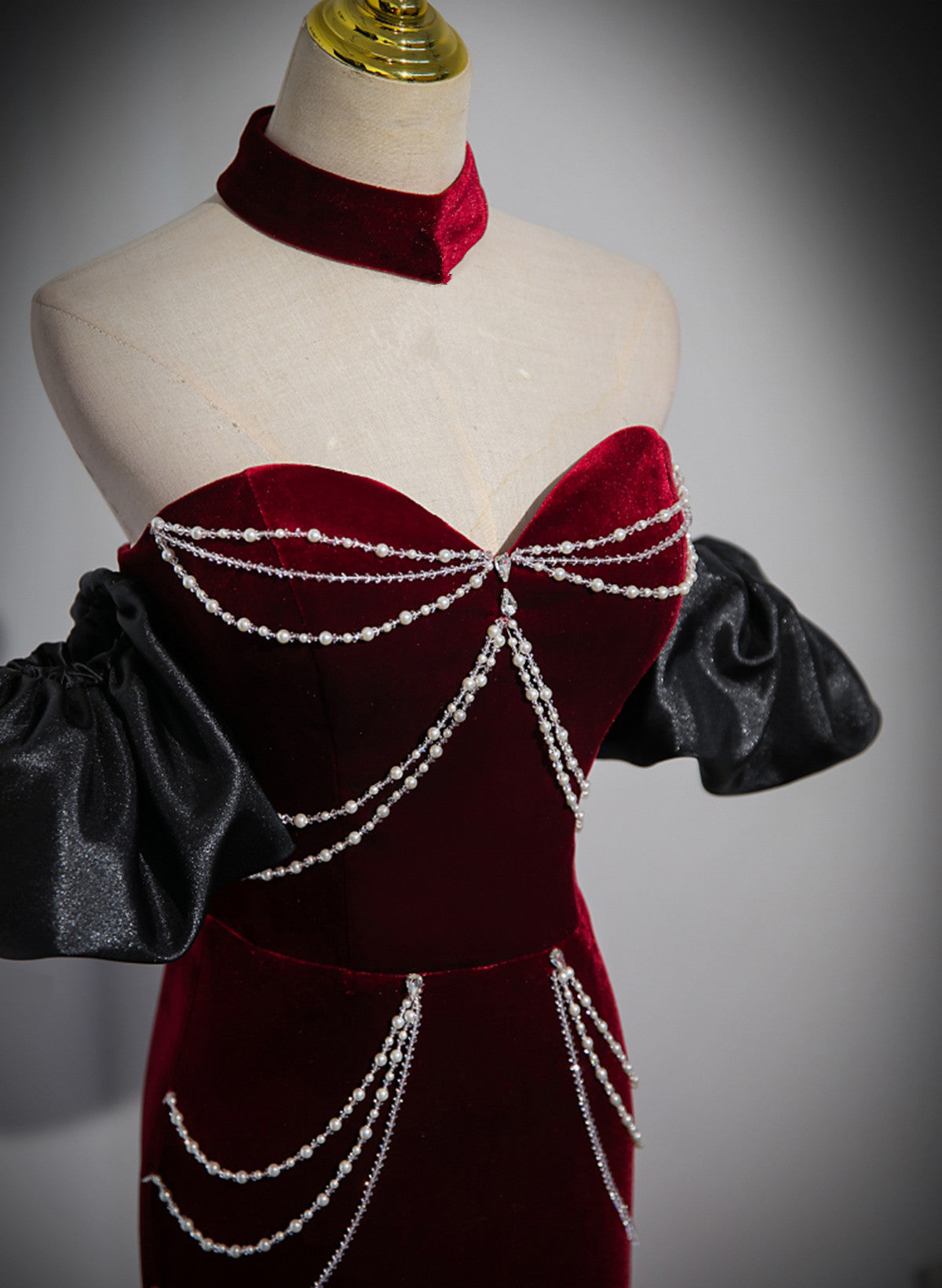 Beauiful Wine Red Off Shoulder Mermaid Long Prom Dresses Wine Red Prom Dresses Secondary image