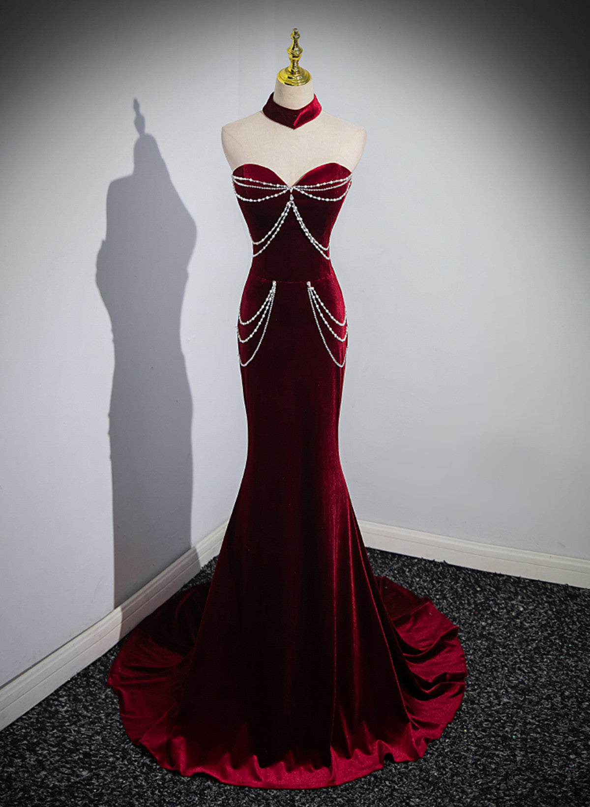 Beauiful Wine Red Off Shoulder Mermaid Long Prom Dresses Wine Red Prom Dresses