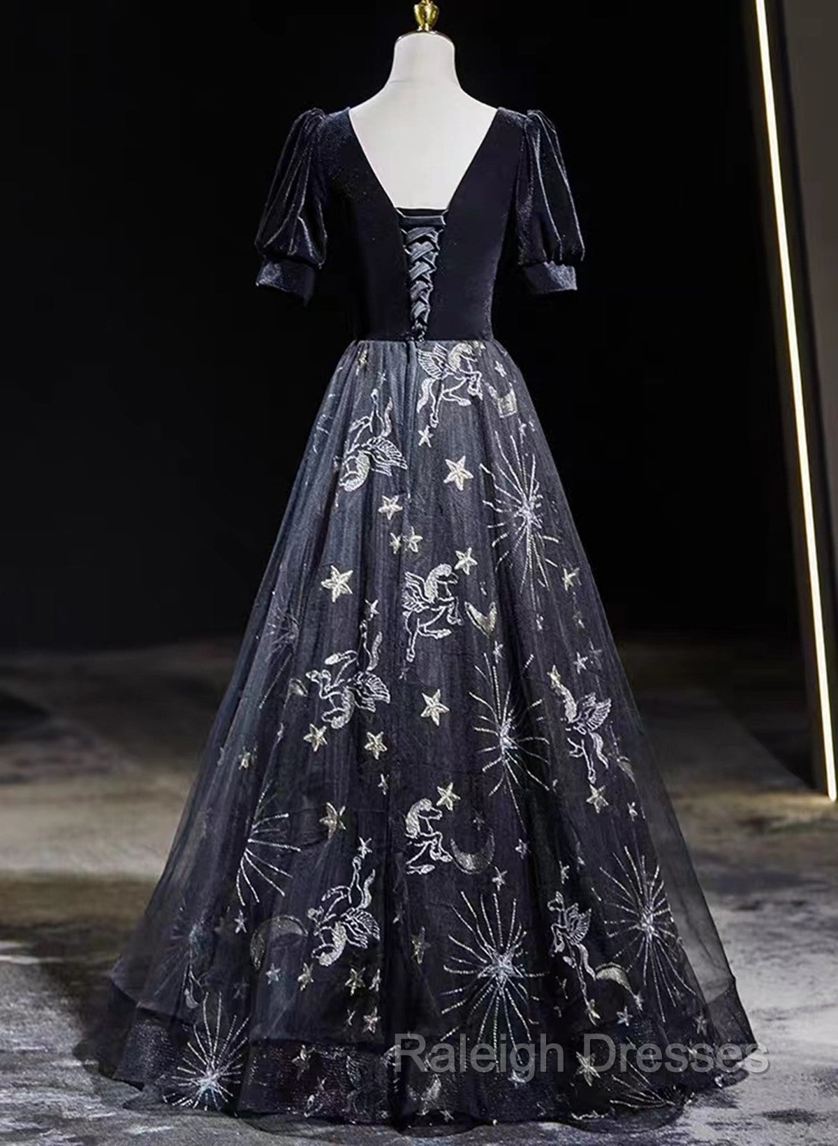 Beautiful A-line Simple Black Floor Length Party Dress, Black Long Prom Dress