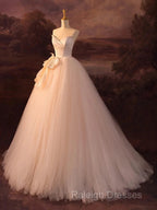 Beautiful A-Line Strapless Tulle Long Prom Dress Evening Dress