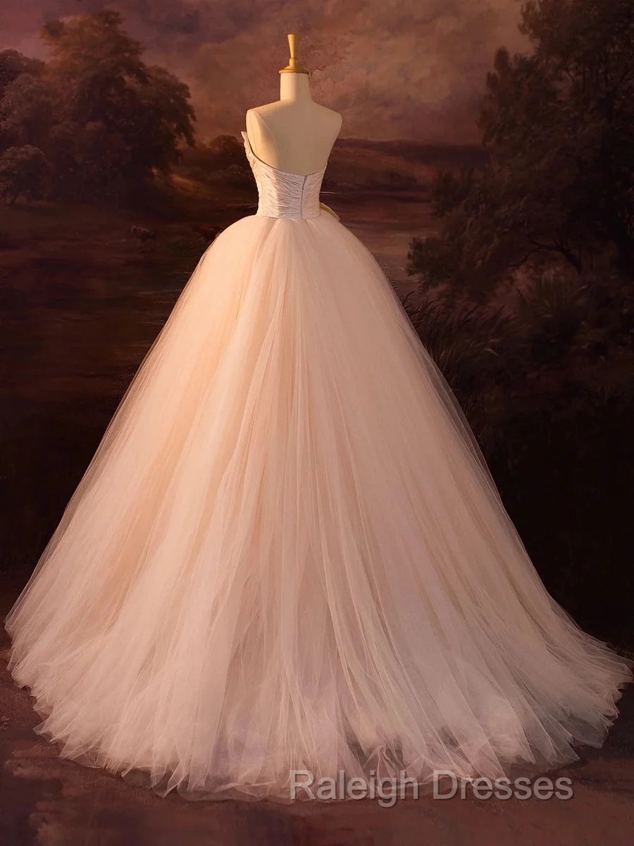 Beautiful A-Line Strapless Tulle Long Prom Dress Evening Dress