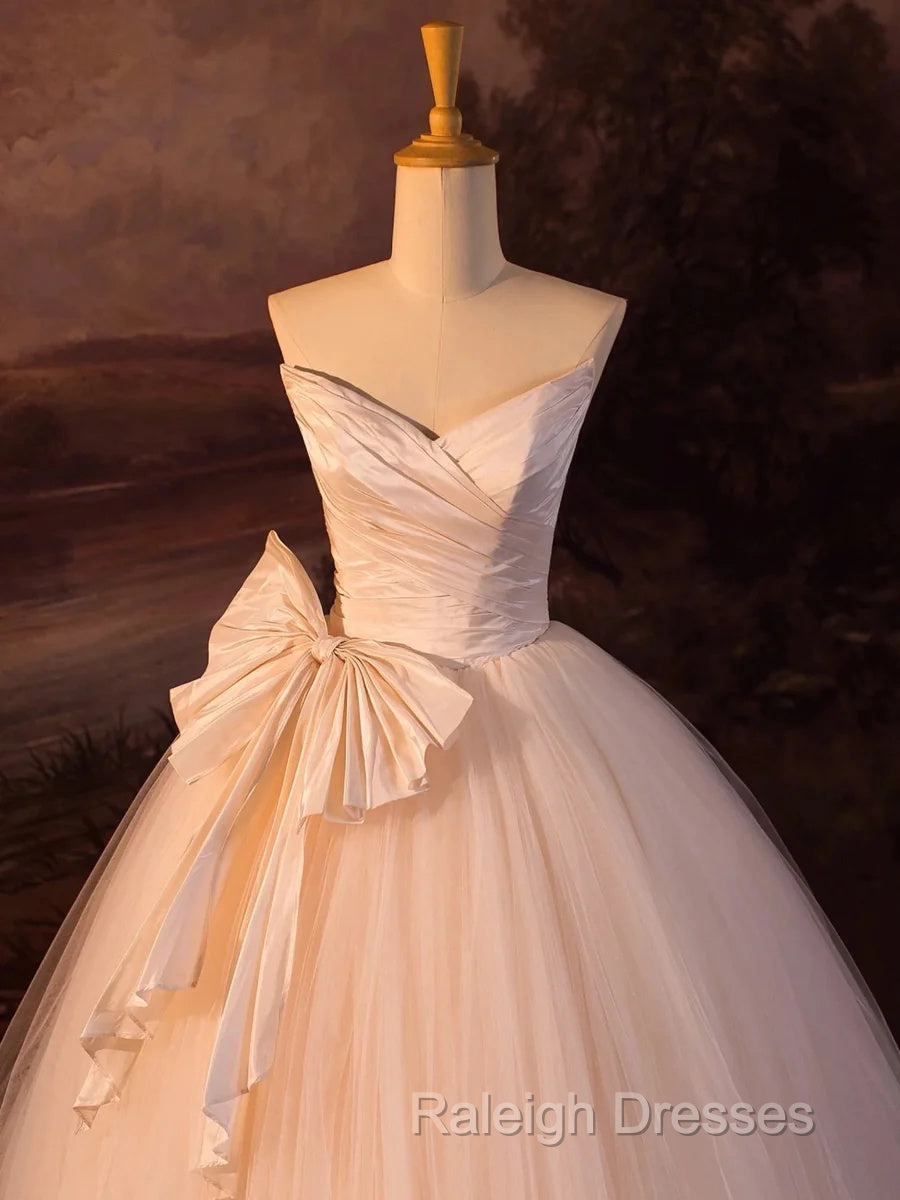 Beautiful A-Line Strapless Tulle Long Prom Dress Evening Dress