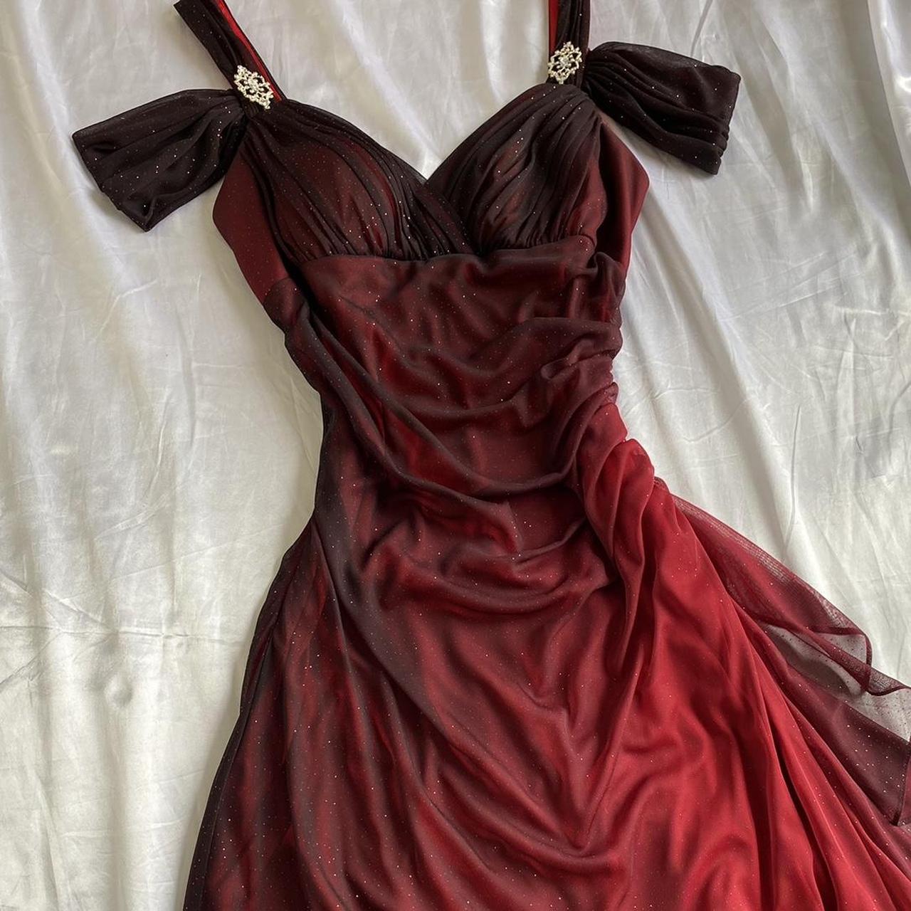 Beautiful A-Line Straps Ombre Red Long Chiffon Prom Dresses