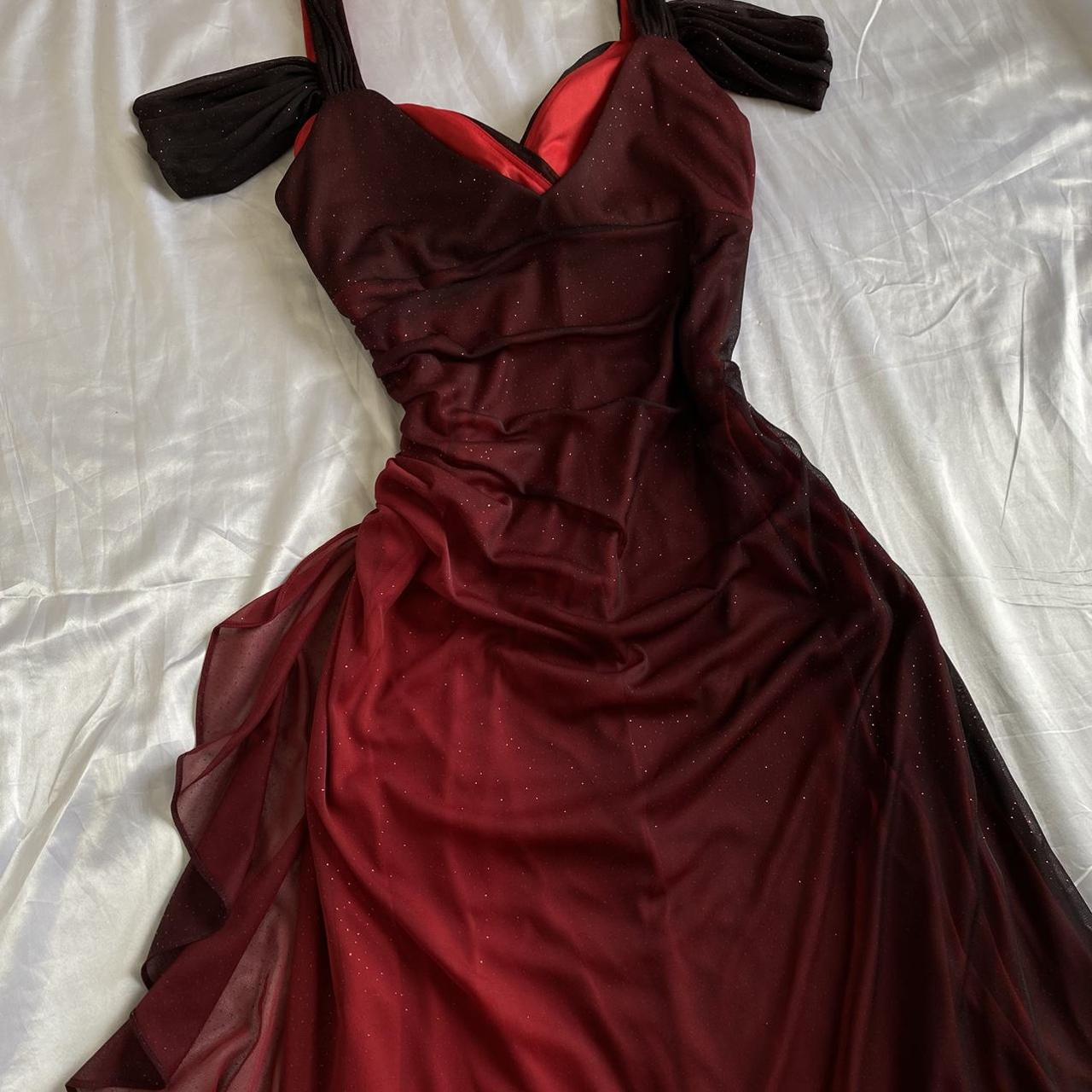 Beautiful A-Line Straps Ombre Red Long Chiffon Prom Dresses