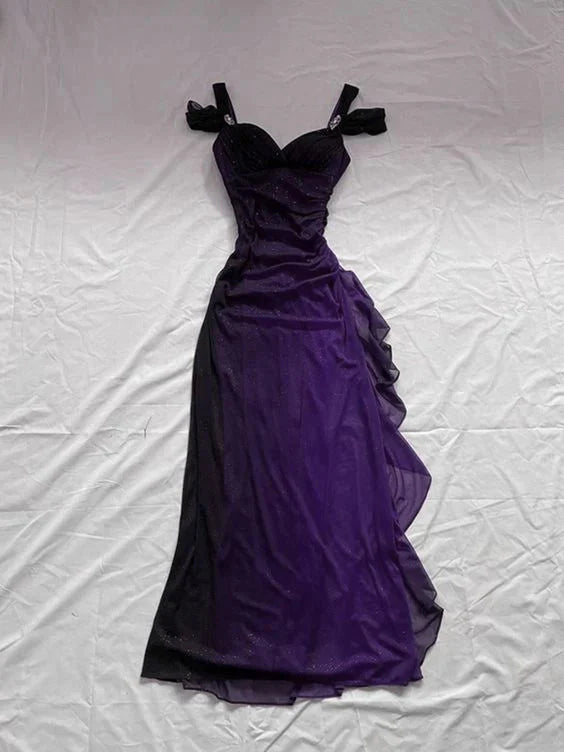 Beautiful A-Line Straps Ombre Red Long Chiffon Prom Dresses