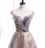 Beautiful A-Line Tulle With Lace Applique Prom Dresses Tulle Long Prom Dresses