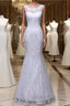 Beautiful Appliques Court Train Lace up Pure White Mermaid Wedding Dress