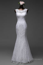 Beautiful Appliques Court Train Lace up Pure White Mermaid Wedding Dress