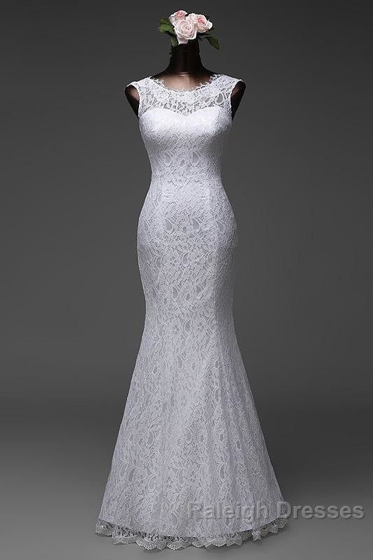 Beautiful Appliques Court Train Lace up Pure White Mermaid Wedding Dress
