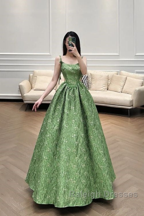 Beautiful Ball Gown Green Lace Prom Gown Long Prom Dresses