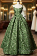 Beautiful Ball Gown Green Lace Prom Gown Long Prom Dress
