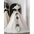 Beautiful Ball Gown Straps White Lace Long Prom Dress