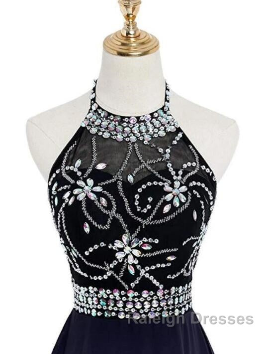 Beautiful Beaded High Low Chiffon Gradient Party Dress, Blue Homecoming Dress