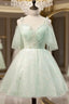 Beautiful Beads Tulle Sweetheart Neckline Ball Gown Homecoming Dresses