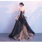 Beautiful Black And Champagne Tulle Sweethart Party Dress, Black Gown