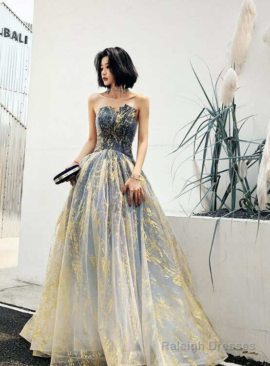 Beautiful Blue Gradient A-Line Long Prom Dress Party Dress, Blue Evening Prarty Dresses Main image