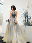 Beautiful Blue Gradient A-Line Long Prom Dress Party Dress, Blue Evening Prarty Dresses