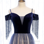 Beautiful Blue Gradient Tulle Long Prom Dress A-Line Off Shoulder Prom Dress