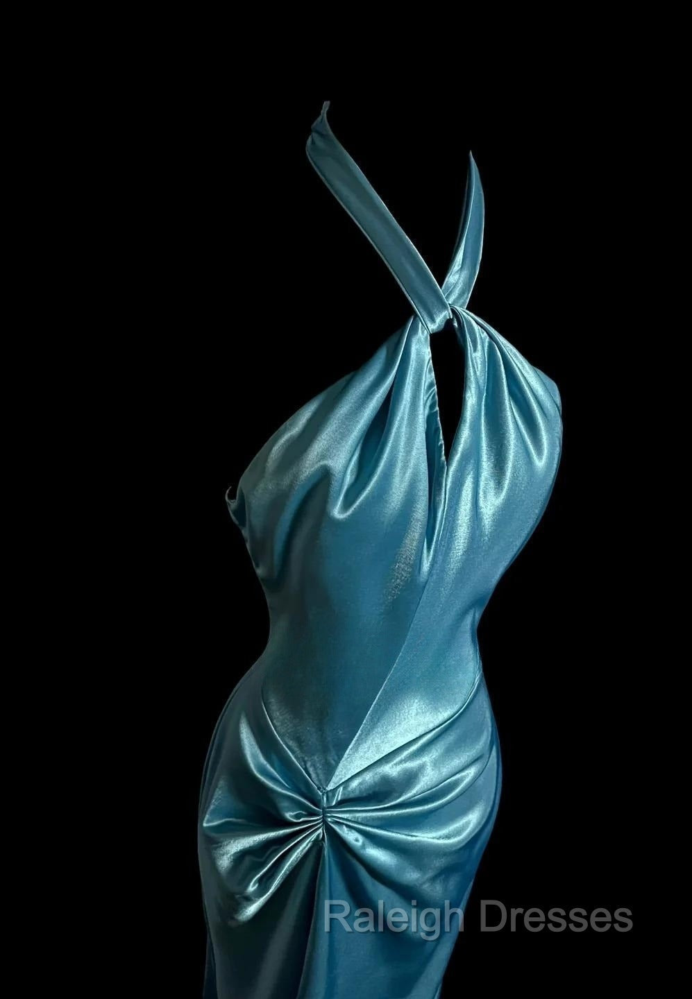 Beautiful Blue Halter Mermaid Backless Prom Dresses Long Gorgeous Prom Dresses