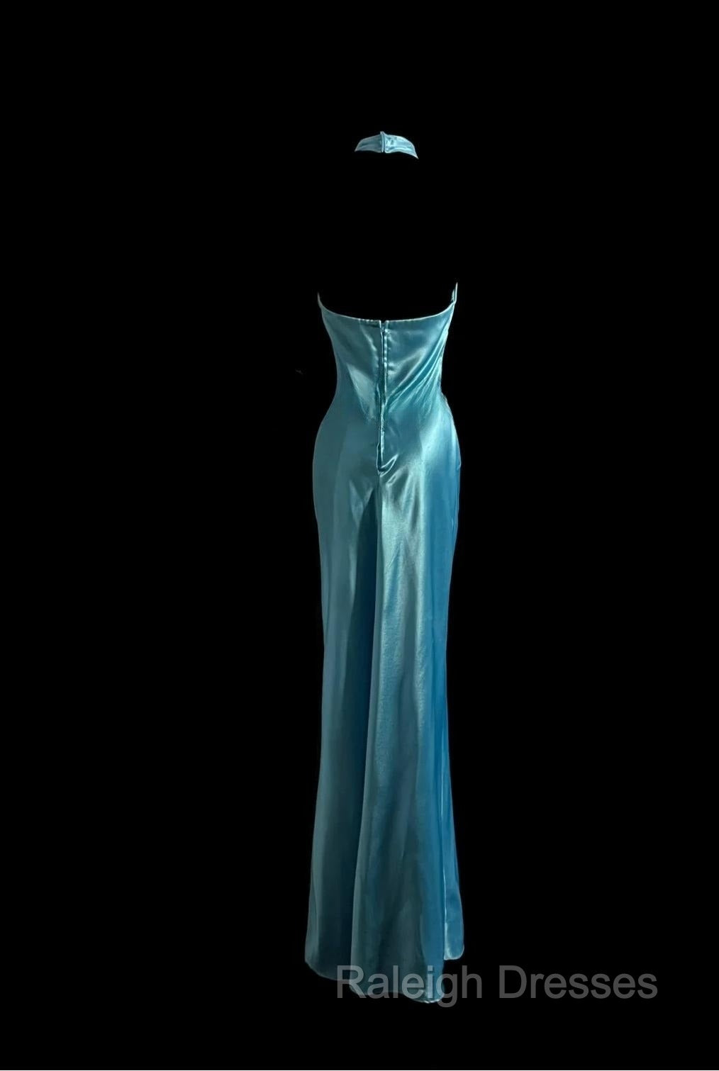 Beautiful Blue Halter Mermaid Backless Prom Dresses Long Gorgeous Prom Dresses