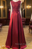 Beautiful Dark Red Lace Long Junior Prom Dresses Lace Top Prom Dresses