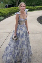 Beautiful Floral Chiffon Elegant Long Prom Dress Evening Gown Party Dress