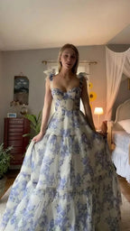 Beautiful Floral Chiffon Elegant Long Prom Dress Evening Gown Party Dress