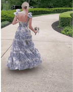 Beautiful Floral Print Chiffon Prom Dress Long Prom Dresses