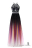 Beautiful Gradient Beaded A-Line Prom Gowns Long Junior Prom Dresses