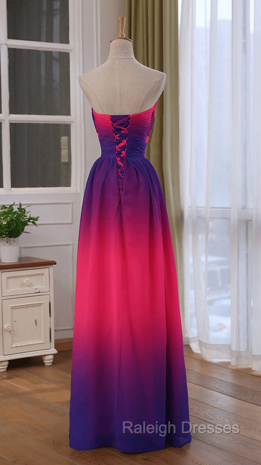 Beautiful Gradient Chiffon Sweetheart Beaded Prom Dress A-line Gradient Party Dress prom dresses shops