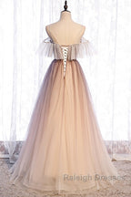 Beautiful Gradient Tulle With Straps Sweetheart Party Dress, A-Line Tulle Evening Dresses Prom Dress